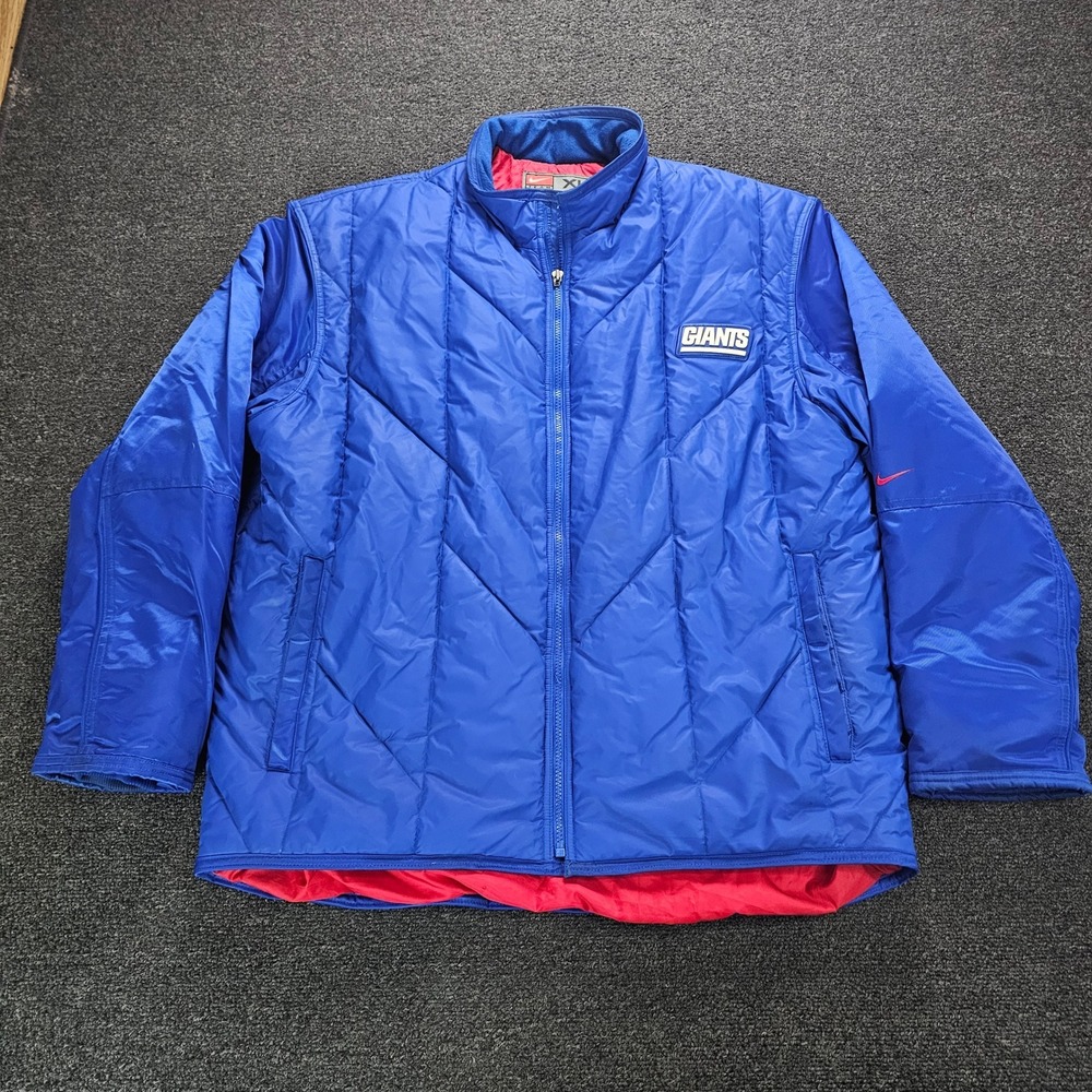 Vtg Nike Team New York Giants Puffer Jacket Mens XL Blue Full Zip Quilted Coat